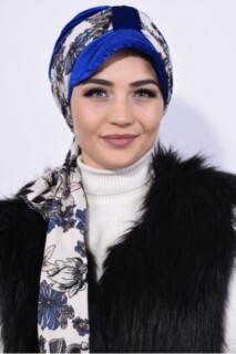 Bonnet & Turban - Velvet Scarf Hat Bonnet Sax - 100283111 - Hijab