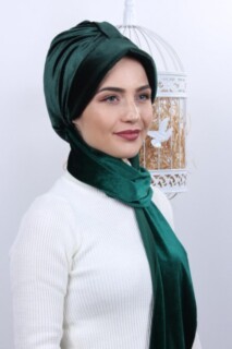Velvet Shawl Hat Bonnet Emerald Green - 100283131 - 