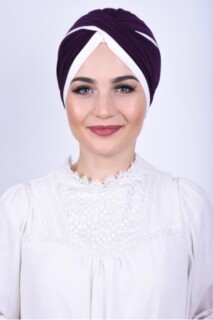 Knot style - Two Color Vera Bone Purple - 100285665 - Hijab
