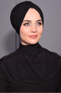 Snap Fastener Hijab Collar Black - 100285604