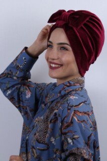 المخملية القوس بونيه كلاريت الأحمر - Hijab