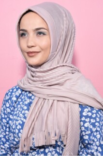 Pleated Hijab Shawl Light Mink