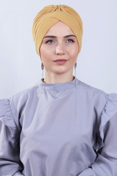 Double Side Bonnet - نفرولو بونيه وجهين أصفر خردل - Hijab