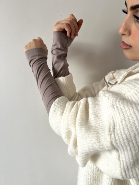 Taupe - Manchettes Jersey Premium 100357931 - 