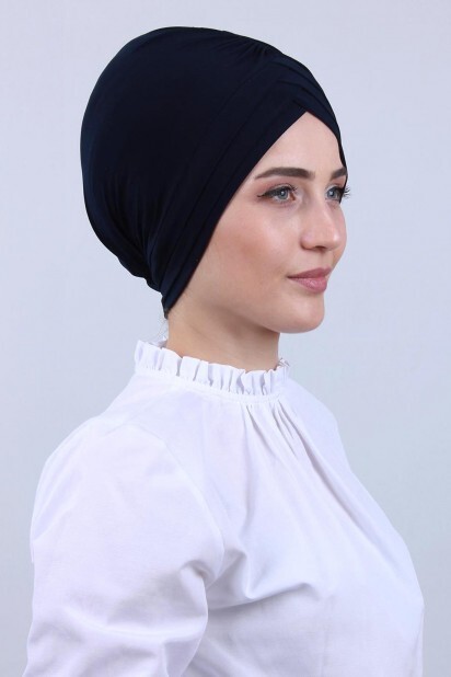 Bonnet Double Face 3 Rayures Bleu Marine - 