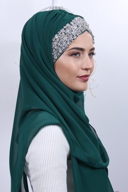 Stone Design Bonnet Châle Vert Émeraude - 