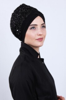 غطاء رايات مزين بالترتر أسود - 