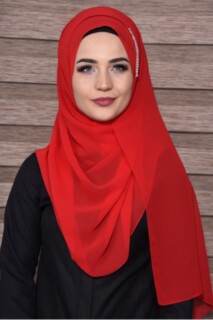 Elegant Stone Shawl - شال حجري أنيق أحمر - Hijab
