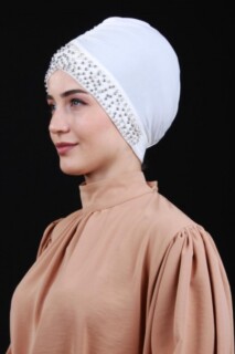 حجر اللؤلؤ بونيه أبيض - 