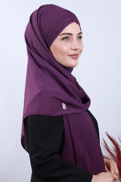4 Châle Hijab Drapé Violet - 