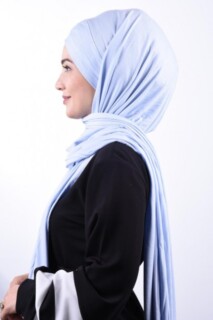 Combed Cotton 3-Striped Shawl Baby Blue - 100285200 - 