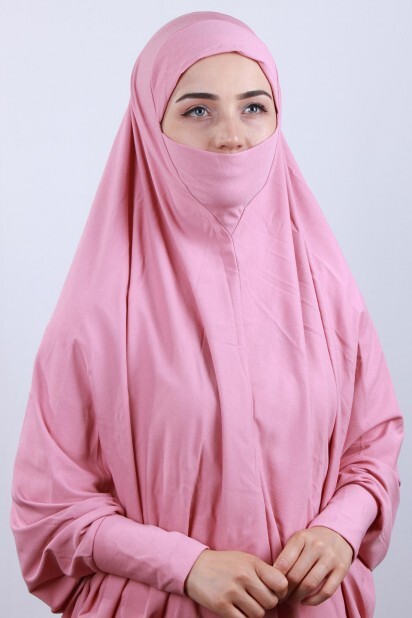 5XL Veiled Hijab Powder Pink - 100285106 - 