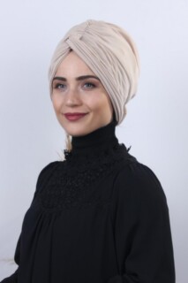 Double Side Bonnet - Bidirectional Rose Knot Bone Beige - 100284874 - Hijab
