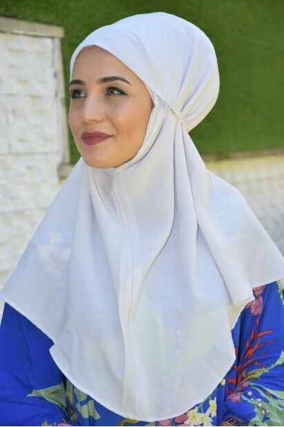 نوا ربطة عنق حجاب فضي رمادي - Hijab