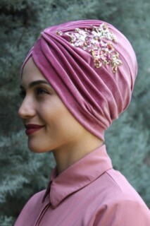 Velvet Sequined Vera Bonnet Dried Rose - 100285072 - 