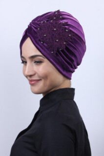 Velvet Guipure Vera Bonnet Purple - 100283052 - 