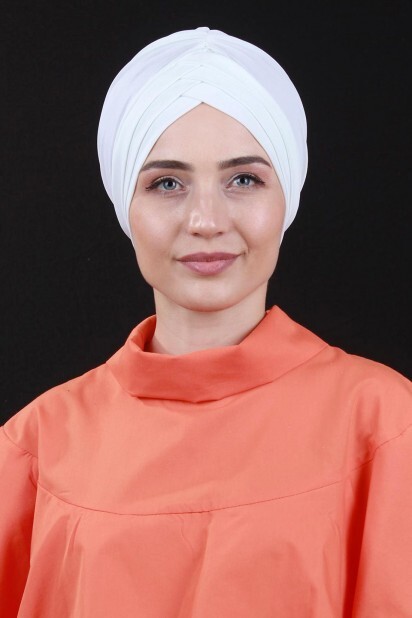 Bonnet Double Face 3 Rayures Blanc - Hijab