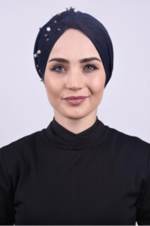 Pearls Wrap Bonnet Navy Blue - 100284972 - 