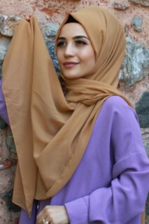 Chiffon Shawl - Châle Mousseline Uni Marron - Hijab