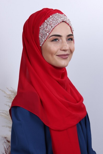 Stone Design Bonnet Châle Rouge - 