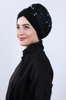 Draped Sequin Bonnet Green