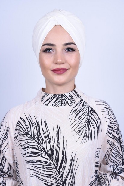 Knot style - الشال الخارجي بلون بيج فاتح - Hijab