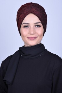Evening Model - Silvery Bamboo Bonnet Claret Red - 100285584 - Hijab