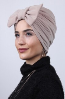 Two Way Bonnet Beige With Filled Bow