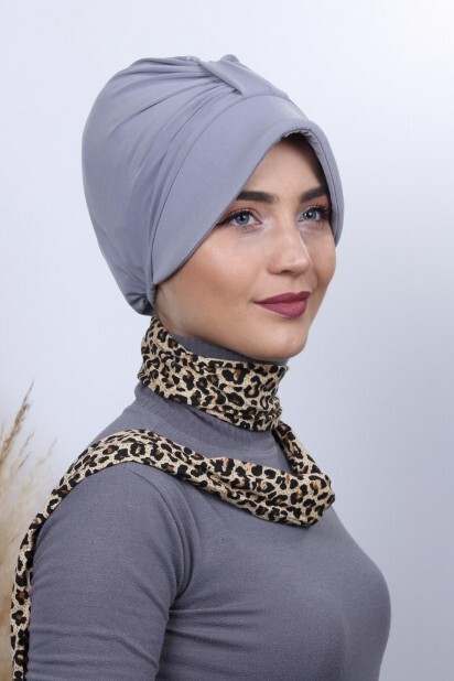 Scarf Hat Bonnet Silver Gray - 100285007 - 