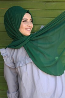 Plain Chiffon Shawl Emerald - 100285470 - 