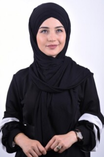 Combed Cotton 3-Striped Shawl Black - 100285218 - 
