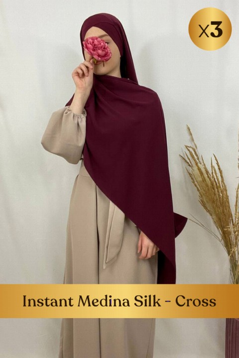 Promotions Box - Hijab soie medine prêt à nouer, bandeau croisé intégré - en box 3 pièces - Hijab