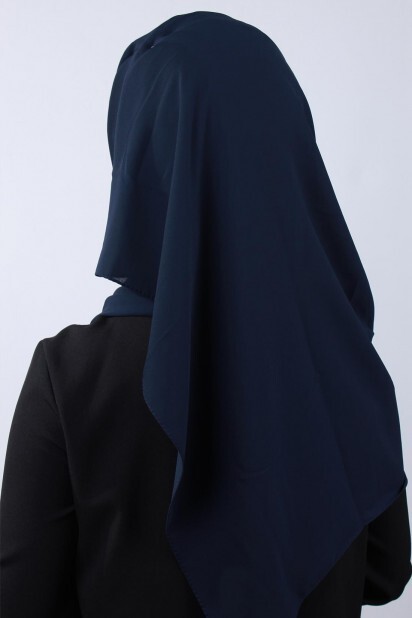 4 Draped Hijab Shawl Navy Blue - 100285082 - 