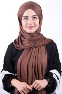 Hijabs Cross Style - Combed Cotton 3-Striped Shawl Brown - 100285210 - Hijab