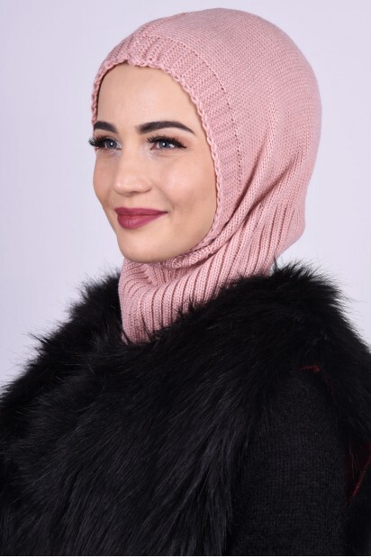 مسحوق بيريه صوف محبوك وردي - 