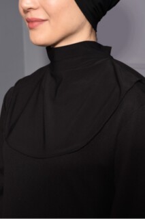 Col Hijab à Bouton Pression Noir - 