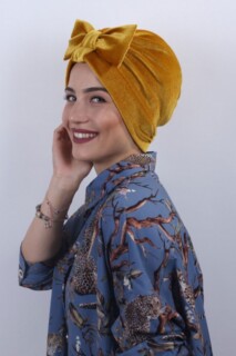 Papyon Model Style - Velours Noeud Os Jaune Moutarde - Hijab