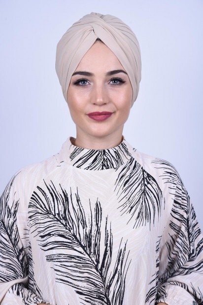 Knot style - بونيه فيرا الخارجي بيج - Hijab