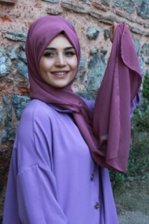 Plain Chiffon Shawl Dark Rose - 100285457 - 