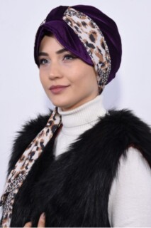 Velvet Scarf Hat Bonnet Purple - 100283109 - 