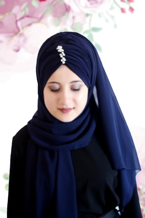 Evening Model - Dark Blue - Code: 62-11 - 100294036 - Hijab