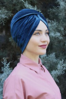 Velvet Sequined Vera Bonnet Petrol Blue - 100285063 - 