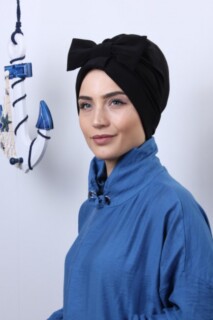 بونيه على الوجهين أسود مع فيونكة - 