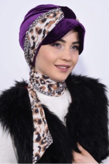 Velvet Scarf Hat Bonnet Purple - 100283109 - 