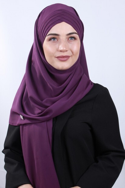 4 Châle Hijab Drapé Violet - 