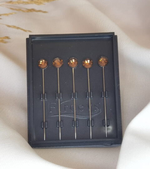 Crystal hijab pins Set of 5 Rhinestone Luxury Scarf Needles 5pcs pins - Hony - 100298892