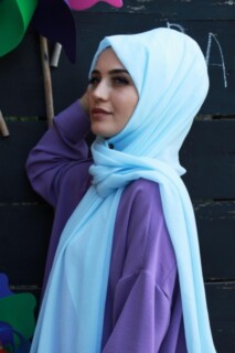Plain Chiffon Shawl Baby Blue - 100285444 - 