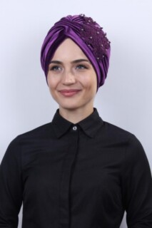 Evening Model - Velvet Guipure Vera Bonnet Purple - 100283052 - Hijab