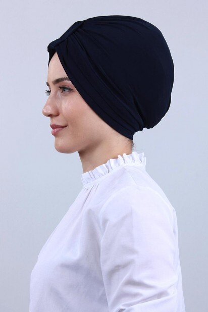 Bonnet Double Face 3 Rayures Bleu Marine - 