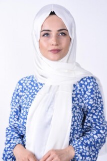 Dubai Silk Shawl - شال حرير دبي ، أبيض - Hijab